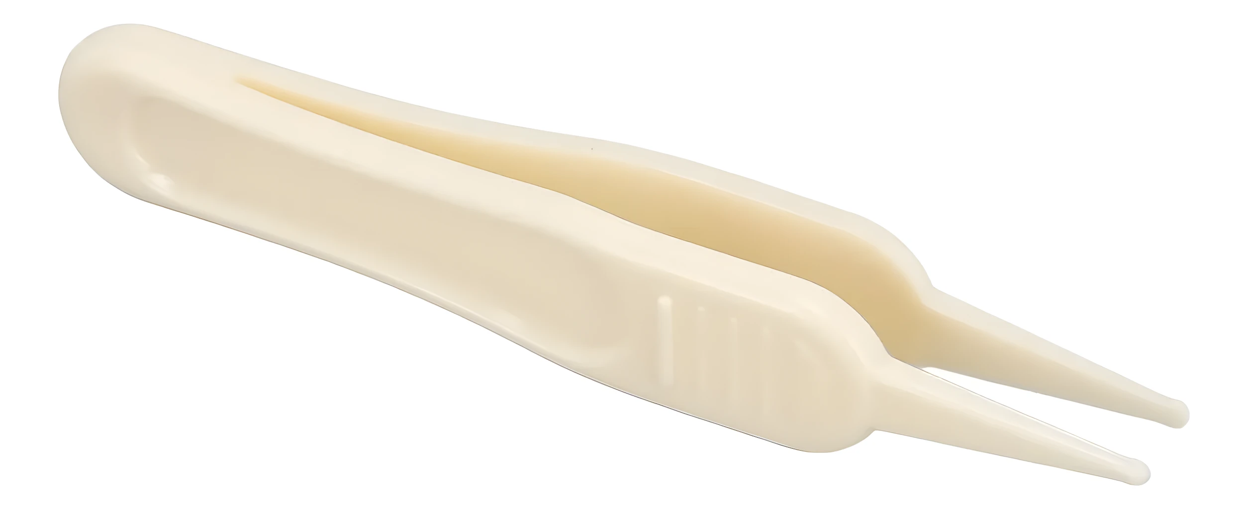 Pinzas de manicura para bebé color crema, de plástico, para un cuidado delicado de uñas.
