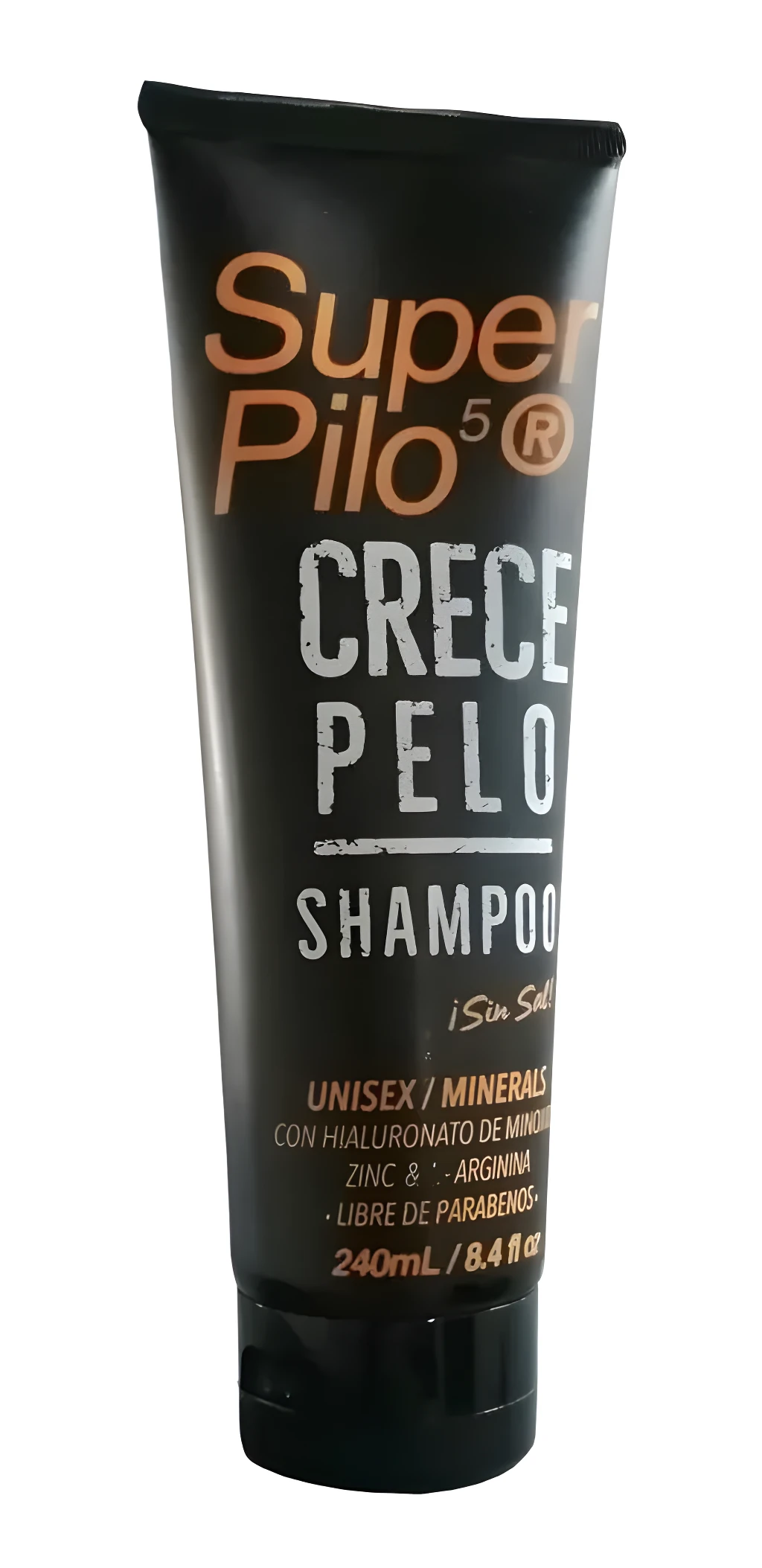 Shampoo Super Pilo 5R para crecimiento de cabello, con zinc y arginina, sin sal, unisex.