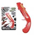 Destapador de botellas tipo pistola lanza tapas rojas, ideal para abrir y lanzar tapas a más de 5 metros.