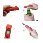Destapador pistola lanzador de tapas: abre botellas de cerveza y dispara las tapas.