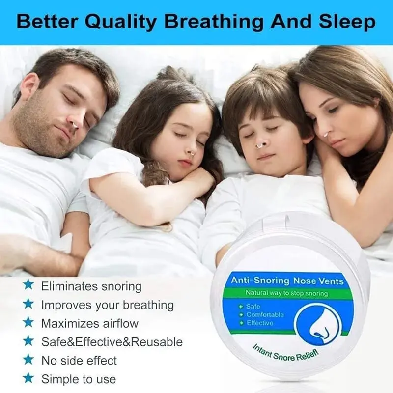 Familia durmiendo y kit anti ronquido, mejora la respiración y el sueño.