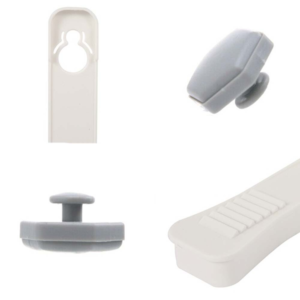 Sujetadores de sábana grises y blancos ajustables para asegurar las esquinas de la cama.