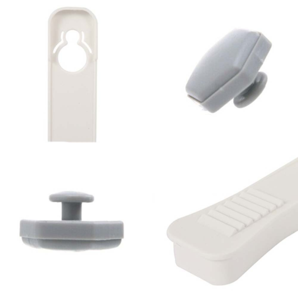 Sujetadores de sábana grises y blancos ajustables para asegurar las esquinas de la cama.