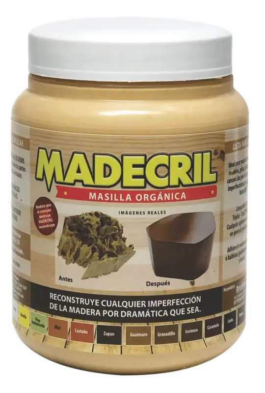 Masilla Orgánica Resane Madera Madecril: repara daños de madera, antes y después.