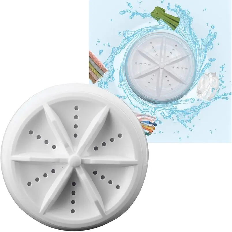 Mini lavadora turbina portátil, limpia ropa con aspas giratorias y chorros de agua.