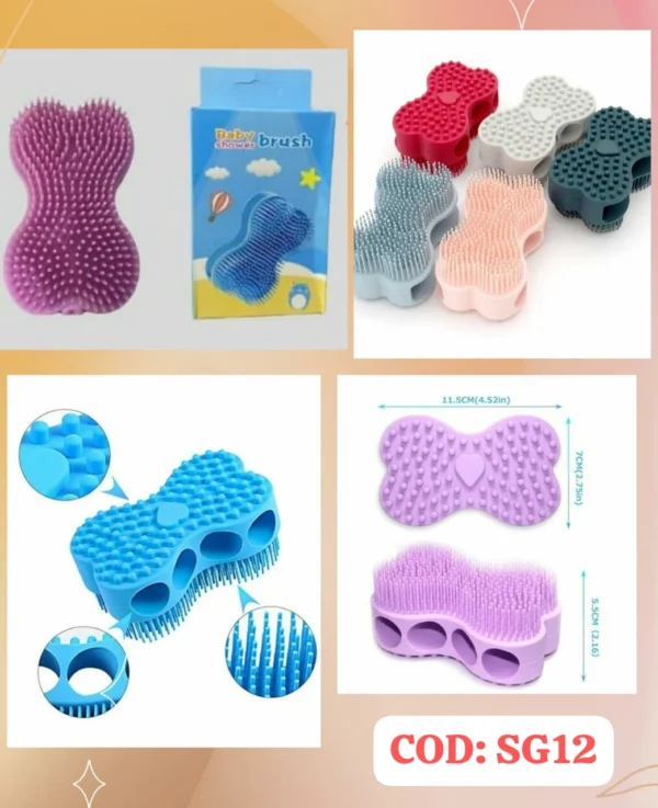 Cepillo de silicona corporal para bebé SG12, suave y seguro para la piel, varios colores disponibles.
