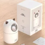 Humificador de gato H2O A205 blanco, con diseño adorable y ventana redonda.