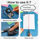 Tijeras con guía láser: corta papel con precisión. ¡Fácil de usar!