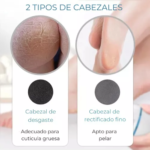 Quita callos eléctrico con cabezales para piel gruesa y fina, pulidor de pies.