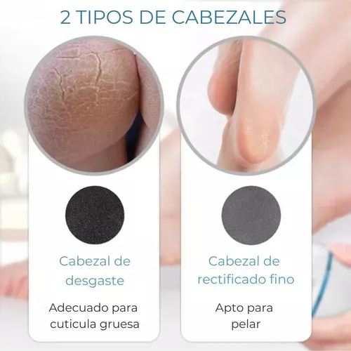 Quita callos eléctrico con cabezales para piel gruesa y fina, pulidor de pies.