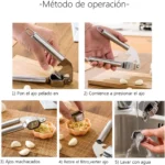 Prensa ajos de acero inoxidable: fácil de usar, picar y lavar.