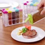 Condimentera Box X6: juego de 6 frascos para especias con tapa abatible, ideal para organizar tu cocina.