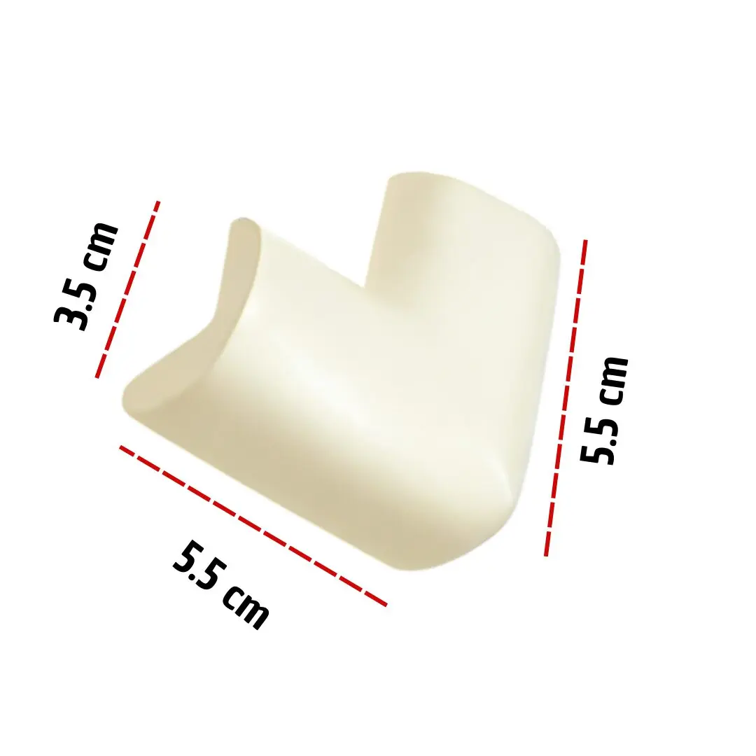 Esquineros de protección de seguridad blancos con medidas de 3.5 cm y 5.5 cm.