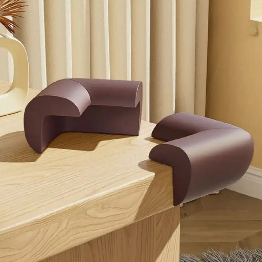 Esquineros de protección de seguridad para muebles de madera, color café oscuro.