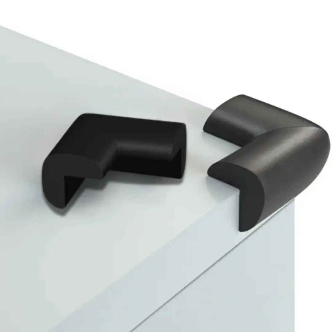 Esquineros de protección en L para muebles blancos, color negro.
