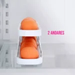 Bandeja dispensadora de huevos de 2 niveles, organizador de refrigerador con huevos naranjas.