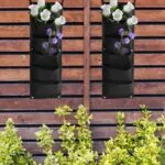 Bolsa de fieltro para plantar flores en pared, con 4 compartimentos.