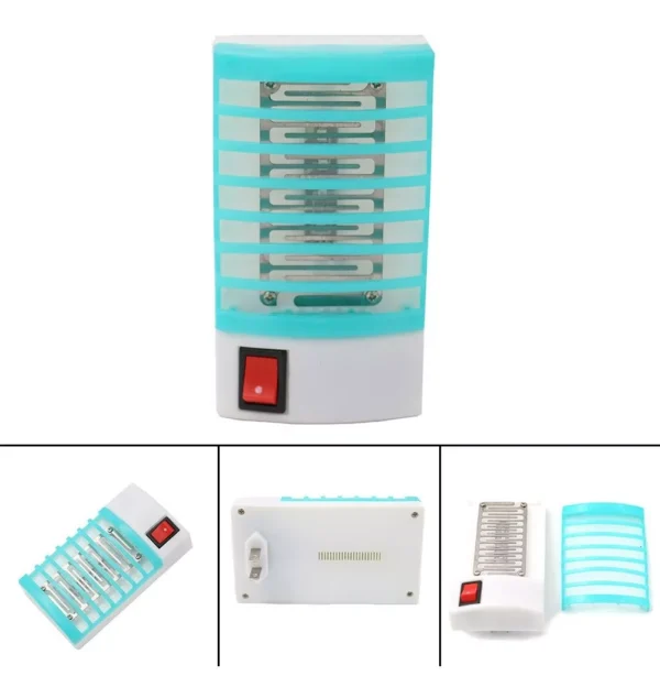Repelente mata mosquitos eléctrico con interruptor y rejilla protectora.