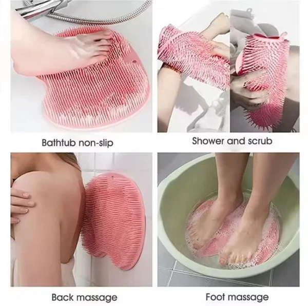 Tapete de baño con ventosas para pies, manos y espalda. Antideslizante y masajeador.