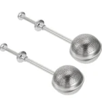 Cuchara difusora de té de acero inoxidable con mango y bola perforada para infusiones.