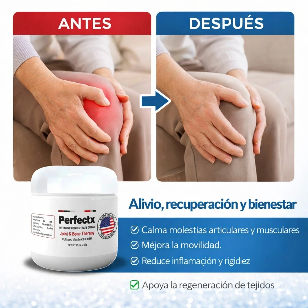 Crema Perfectx para aliviar dolor articular y muscular, mejora movilidad y reduce inflamación. Envase de 60gr.