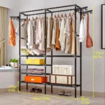 Closet doble multifuncional Orga con ropa y cajas de almacenamiento, 174cm alto.