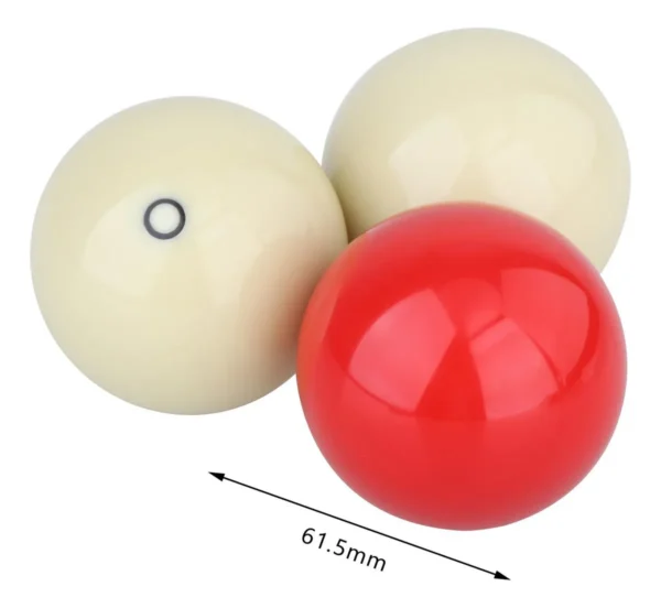 Bolas de billar carambola de lujo, 3 bandas, 61.5mm, una roja y dos blancas.