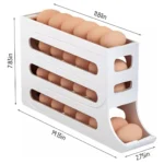 Porta huevos automático para nevera con diseño acanalado y capacidad para 18 huevos.