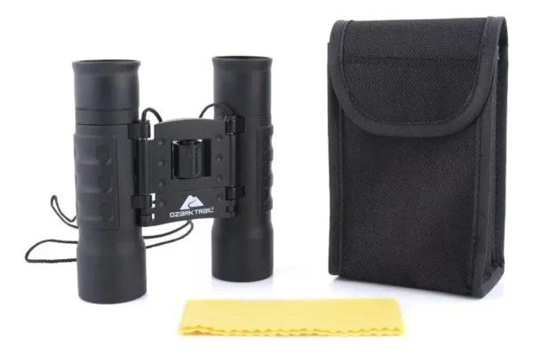 Binoculares Ozark Trail 10x25, telescopio de largo alcance con estuche y paño de limpieza.