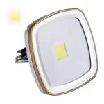 Lámpara LED solar cuadrada Ref. 0506 con clip y borde dorado.