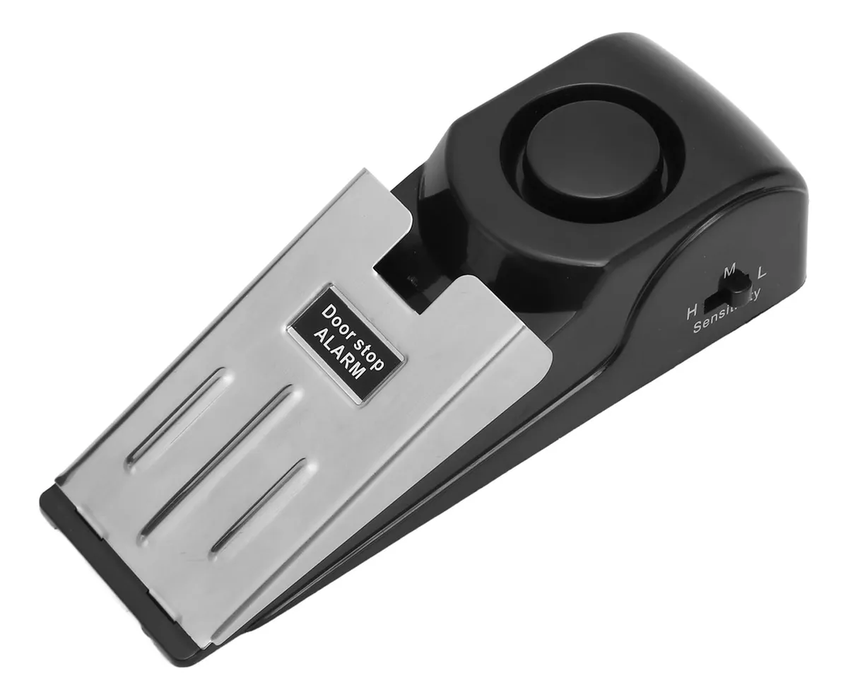 Tope de puerta con alarma de seguridad D; detecta movimiento con 3 niveles de sensibilidad.
