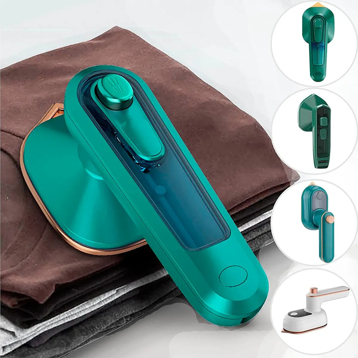 Mini plancha vapor para ropa viajera, portátil y eficiente.
