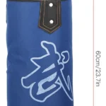 Saco de boxeo azul 60cm con cadena de sujeción y diseño deportivo.
