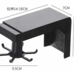 Organizador giratorio negro con 6 ganchos, ideal para cocinas y baños, medidas 9.5x10x7cm.