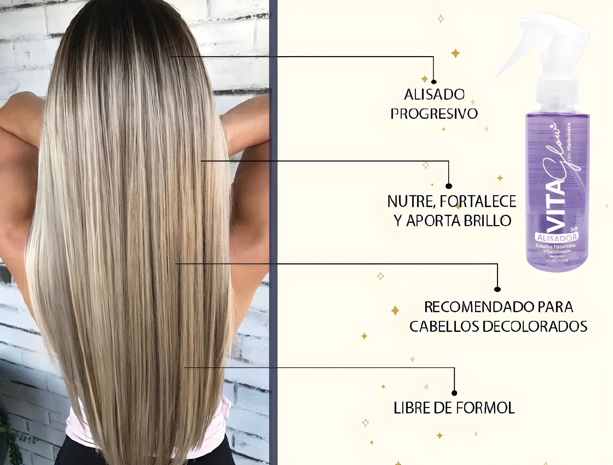 Alisador progresivo Cab Dec Soft: nutre, fortalece y aporta brillo a cabellos decolorados.