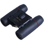 Binoculares 30x60 telescópicos largo alcance con estuche, negros, con detalles rojos, ideales para observación.