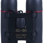 Binoculares 30X60 negros con estuche, ideal para observación de largo alcance.