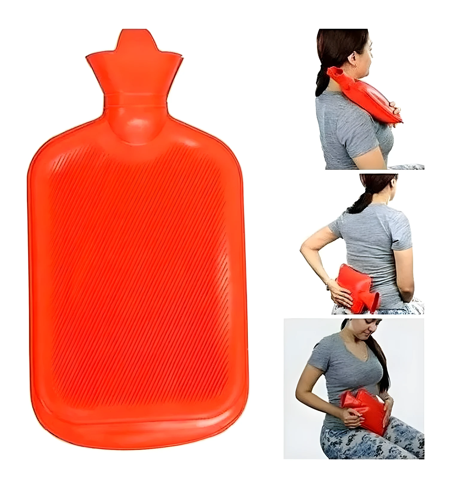Bolsa térmica naranja para alivio de dolor de espalda, cuello y abdomen.