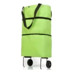 Carrito portátil verde para mercado, bolso de compras plegable con ruedas.