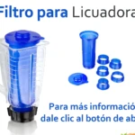 Filtro Licuadora Universal Filter azul para jarras con tapa y varios aros de ajuste.