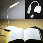 Lámpara de escritorio LED blanca flexible 801, ideal para lectura y estudio.