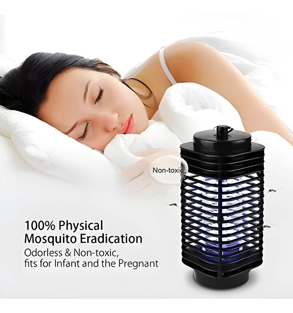 Lámpara LED repelente de mosquitos atrapa insectos, ideal para bebés y embarazadas.