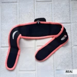 Levantador de papada unisex negro con borde rosa, con malla transpirable y ajuste de velcro.