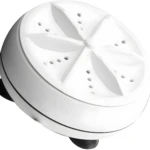 Mini lavadora portátil con turbina blanca, ideal para lavar ropa en cualquier lugar.