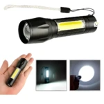 Mini linterna metálica recargable LED, compacta y potente, ideal para cualquier situación.