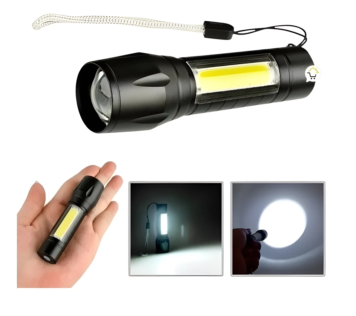 Mini linterna metálica recargable LED, compacta y potente, ideal para cualquier situación.