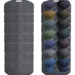 Organizador de gorras perchero de 14 puestos, diseño gris para colgar y exhibir sombreros.