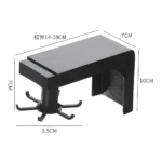 Organizador giratorio negro extensible con ganchos, 10x9.5x7cm.