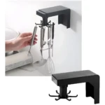 Organizador giratorio de cocina con 6 ganchos para colgar utensilios y ahorrar espacio.