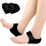 Plantillas taloneras de silicona negras ajustables para alivio del dolor de talón.